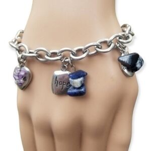 CHICOS SILVERTONED INSPIRATION CHARM & NATURAL GEMSTONE CHARMED CHAIN BRACELET